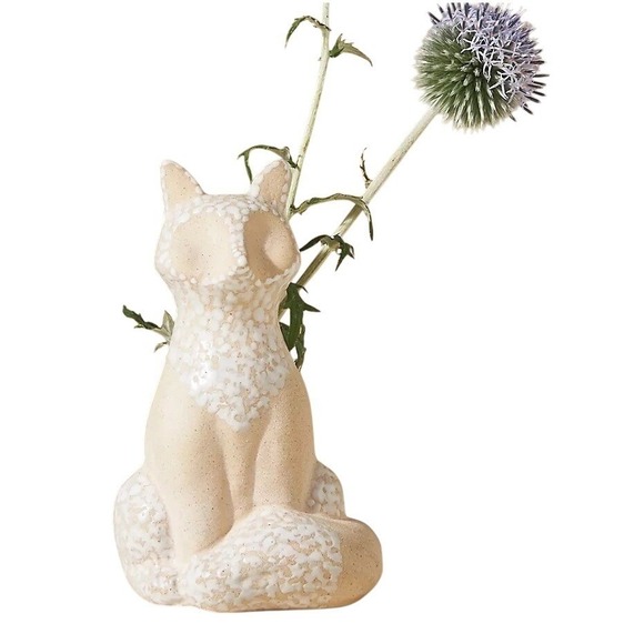 Anthropologie Other - Anthropologie Woodland Bud Vase Fox Whimsical Stoneware 5.75x4 Inch New In Box